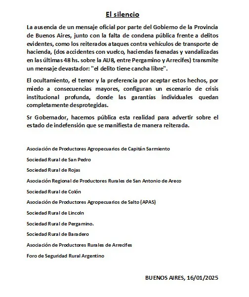 CARTA FORO SEGURIDAD RURAL ARGENTINO